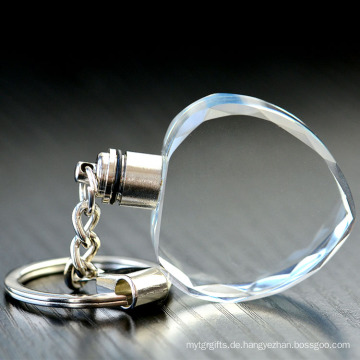 China Hersteller Billig Werbeartikel Herzförmigen Blank Led Crystal Keychain Mit Taschenlampe